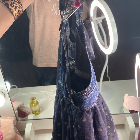 OskKosh B'gosh 2T Denim Jumper with Navy & Gold tulle skirt! 💙💙 - Picture 10 of 12